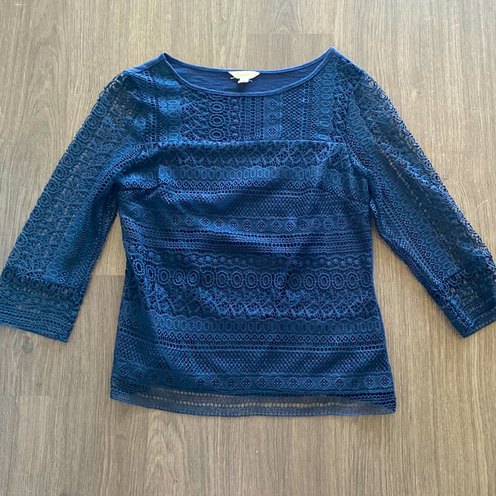 Adiva Navy Lace Tee